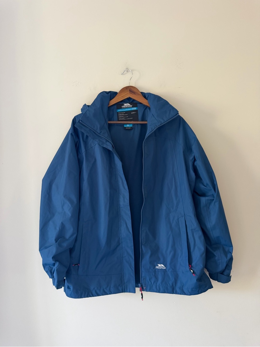 Trespass Men's Blue Waterproof Raincoat with Hood Size XL